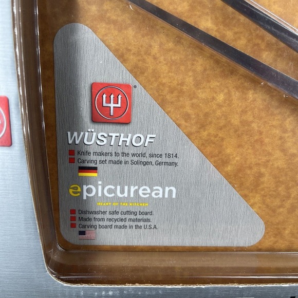 Wusthof Carving Set Black Handles with Epicurean Cutting Board Sealed New In Box - Picture 3 of 14